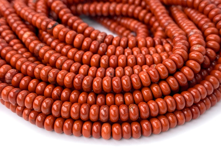 15.5" 2x4mm Natural red jasper rondelle/heishi beads