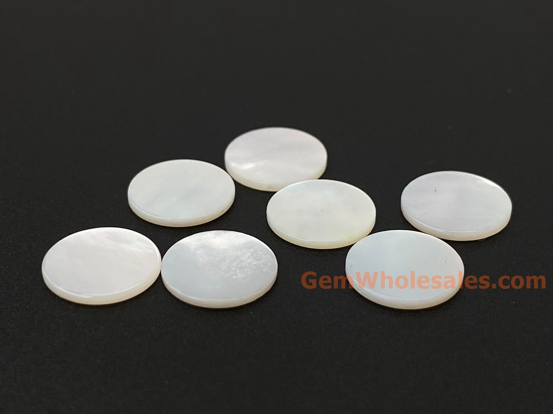 8mm/10mm white mother of pearl MOP undrilled coin beads, 20PCS