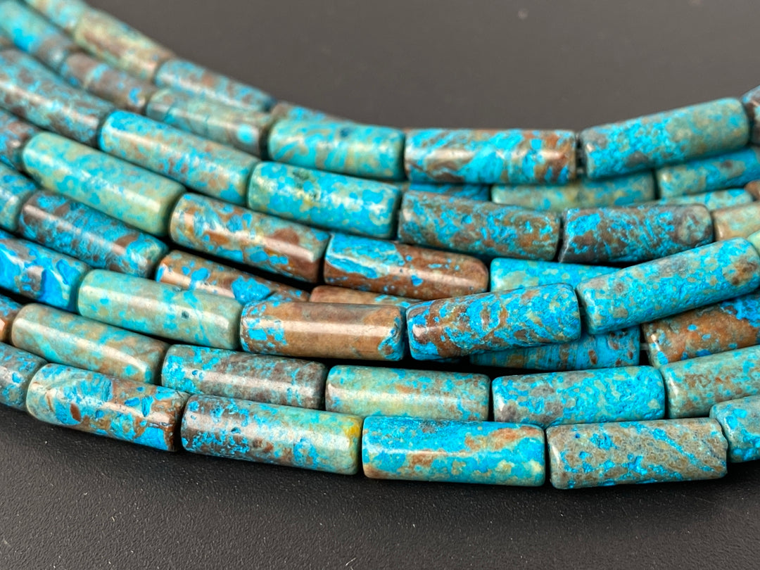 15.5" 4x13mm Turquoise blue Calsilica jasper cylinder tube beads