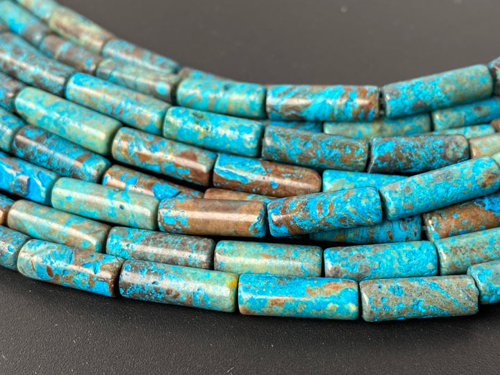15.5" 4x13mm Turquoise blue Calsilica jasper cylinder tube beads