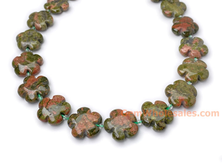 15.5" 15mm/20mm natural Unakite stone flower beads