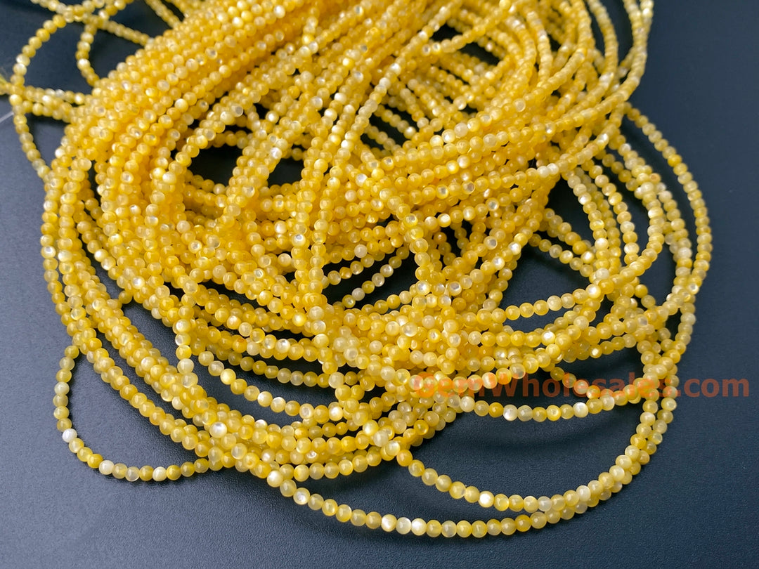 15.5" 2mm gold yellow mother of pearl(MOP) round beads