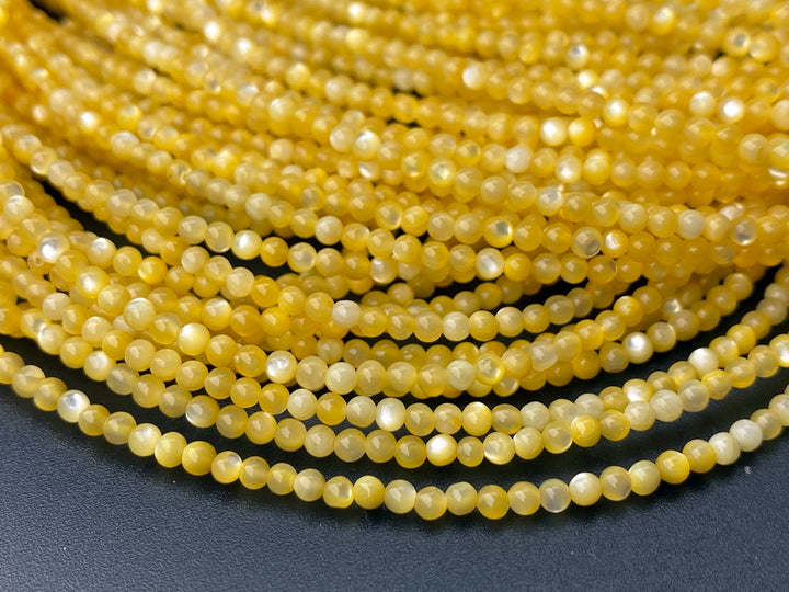 15.5" 2mm gold yellow mother of pearl(MOP) round beads