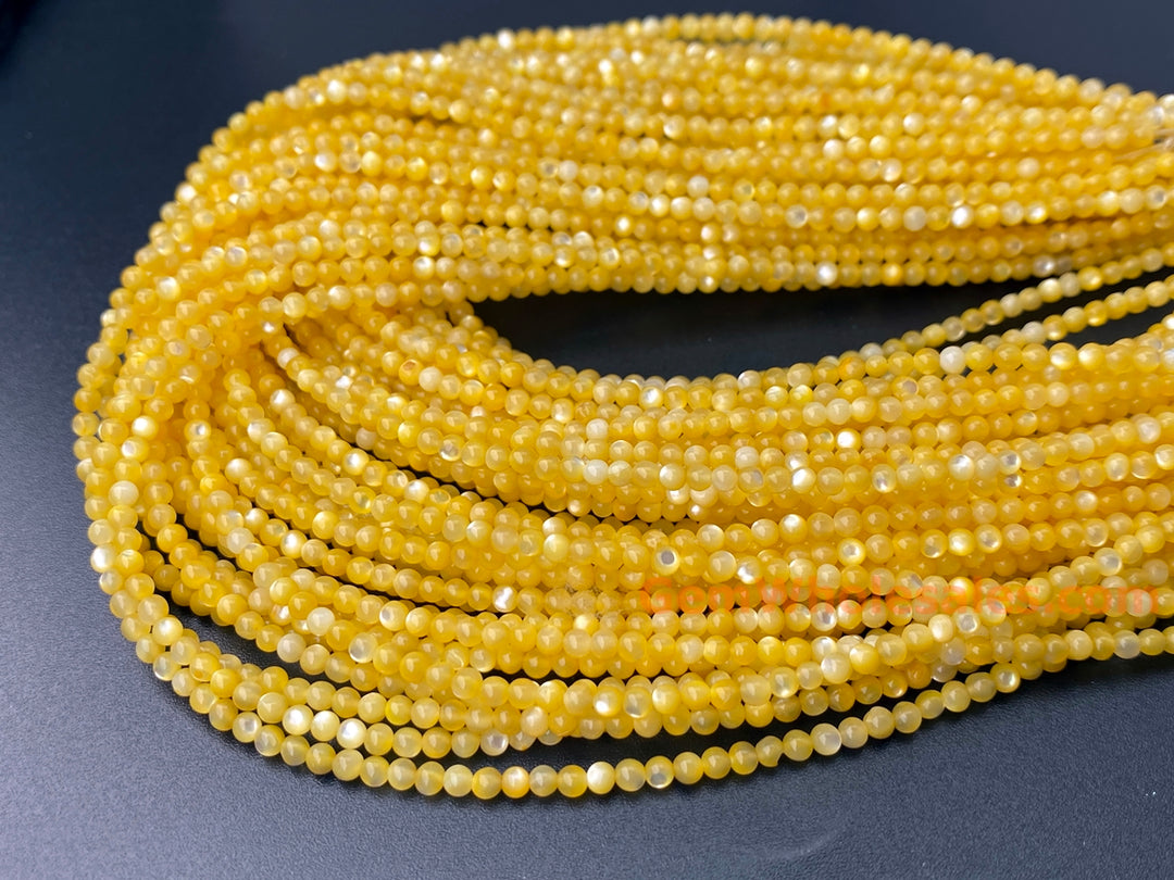 15.5" 2mm gold yellow mother of pearl(MOP) round beads