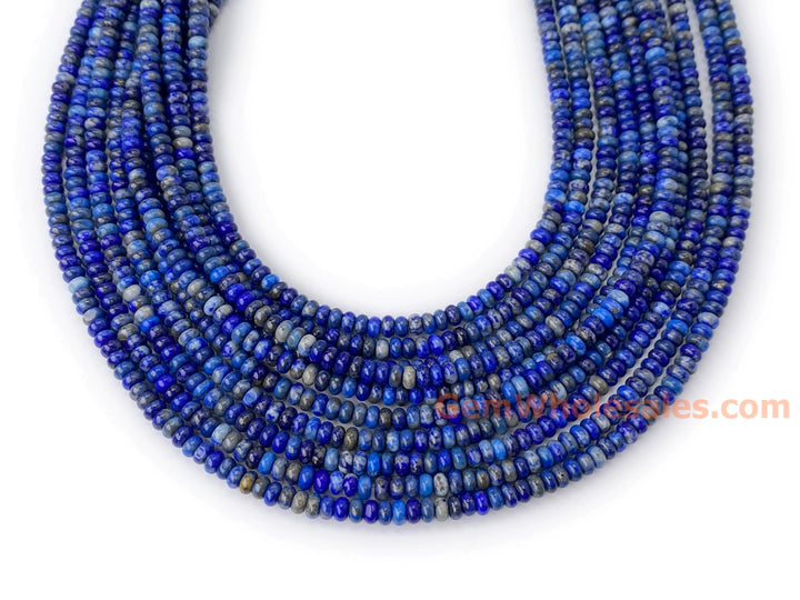 15.25“ 2x4mm Natural lapis lazuli stone rondelle heishi spacer beads