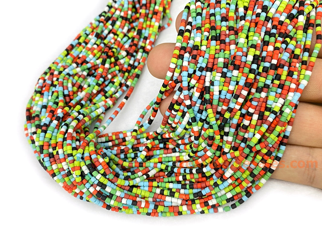 15" 2mm Multicolor Glass Seed Beads, Tiny Spacer heishi Beads, Light