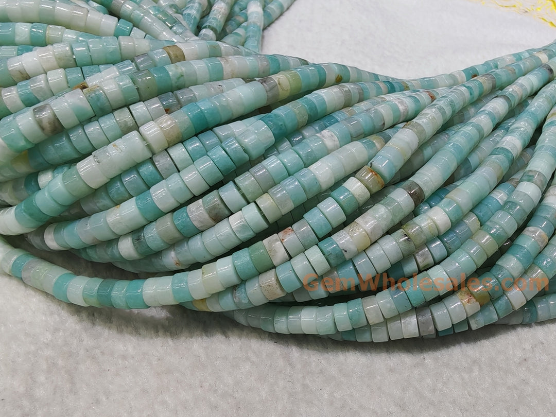 15.5" 3x6mm natural Amazonite stone Heishi Disc jewelry beads