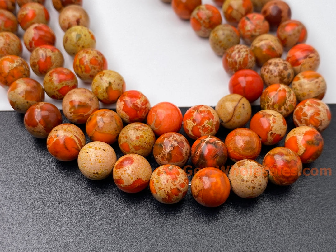 15.5" 8mm/10mm Orange emperor jasper round beads,Sea Sediment, orange Terra Jasper