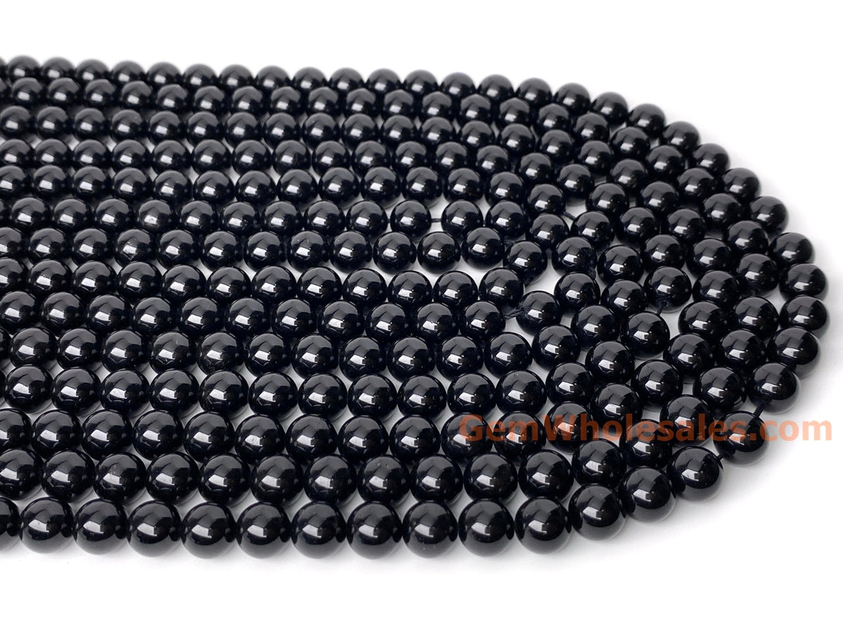 15.5" Black Tourmaline 6mm/8mm/10mm/12mm round beads