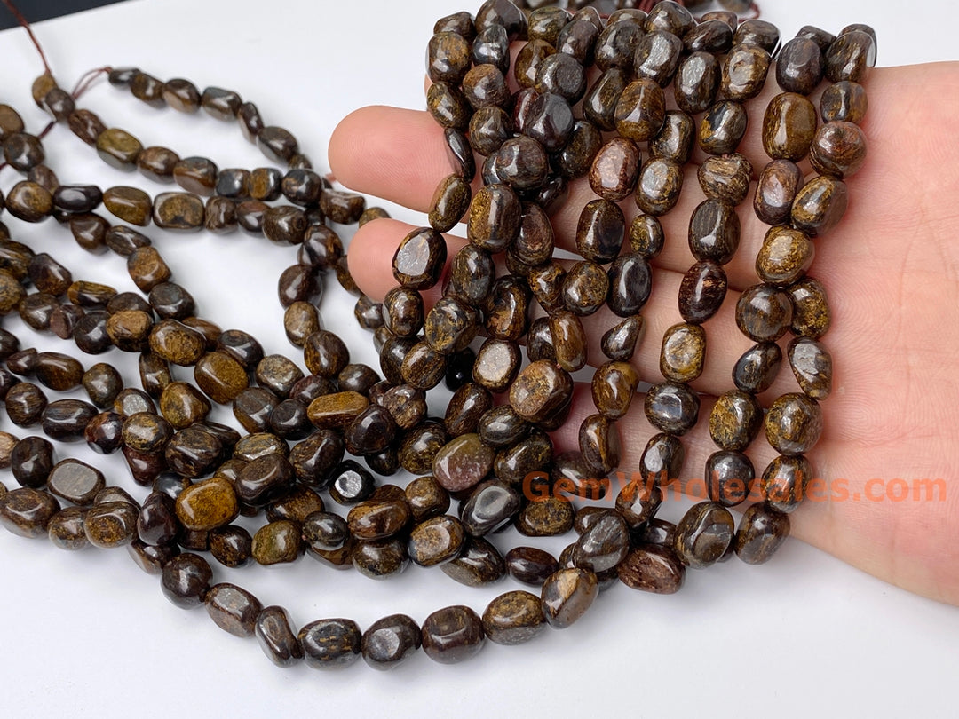 15.5" 6~8mm/8~10mm Natural Bronzite jasper pebbles beads,potato beads