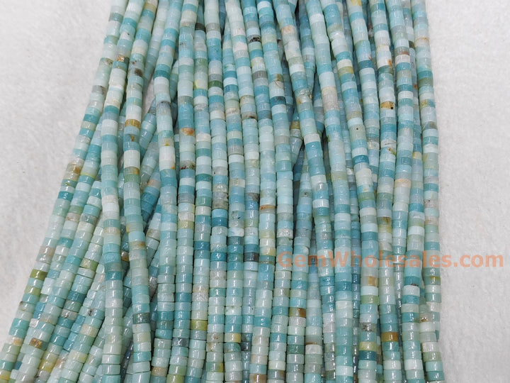 15.5" 3x6mm natural Amazonite stone Heishi Disc jewelry beads