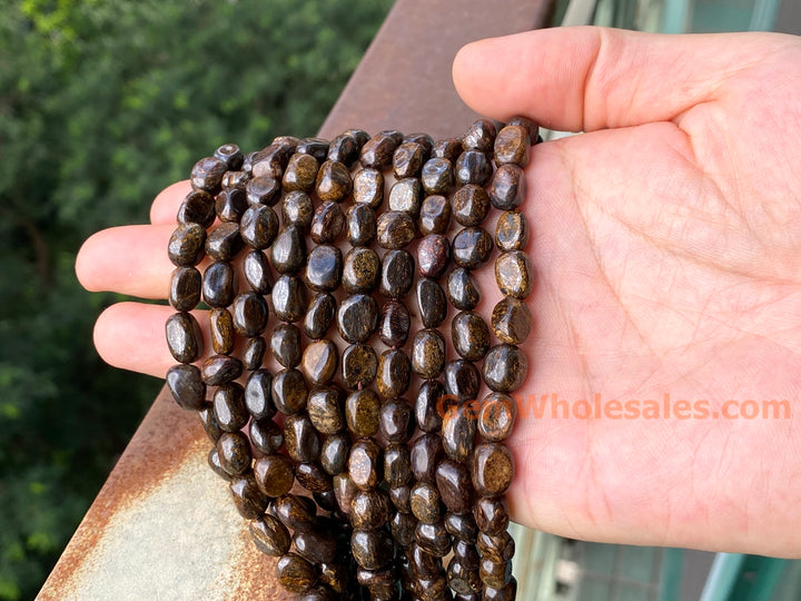 15.5" 6~8mm/8~10mm Natural Bronzite jasper pebbles beads,potato beads