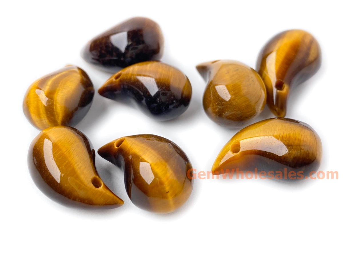 2PCS 11x19mm Yellow tiger eye stone teardrop beads/pendant