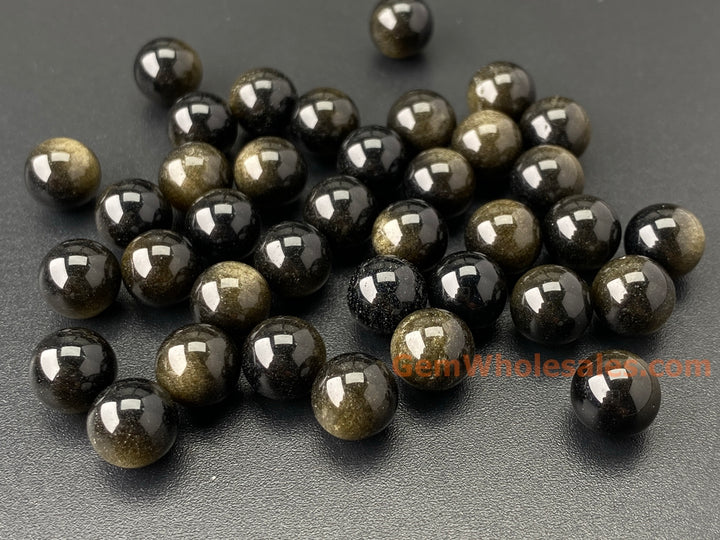 10PCS 8mm natural Golden obsidian undrilled round beads