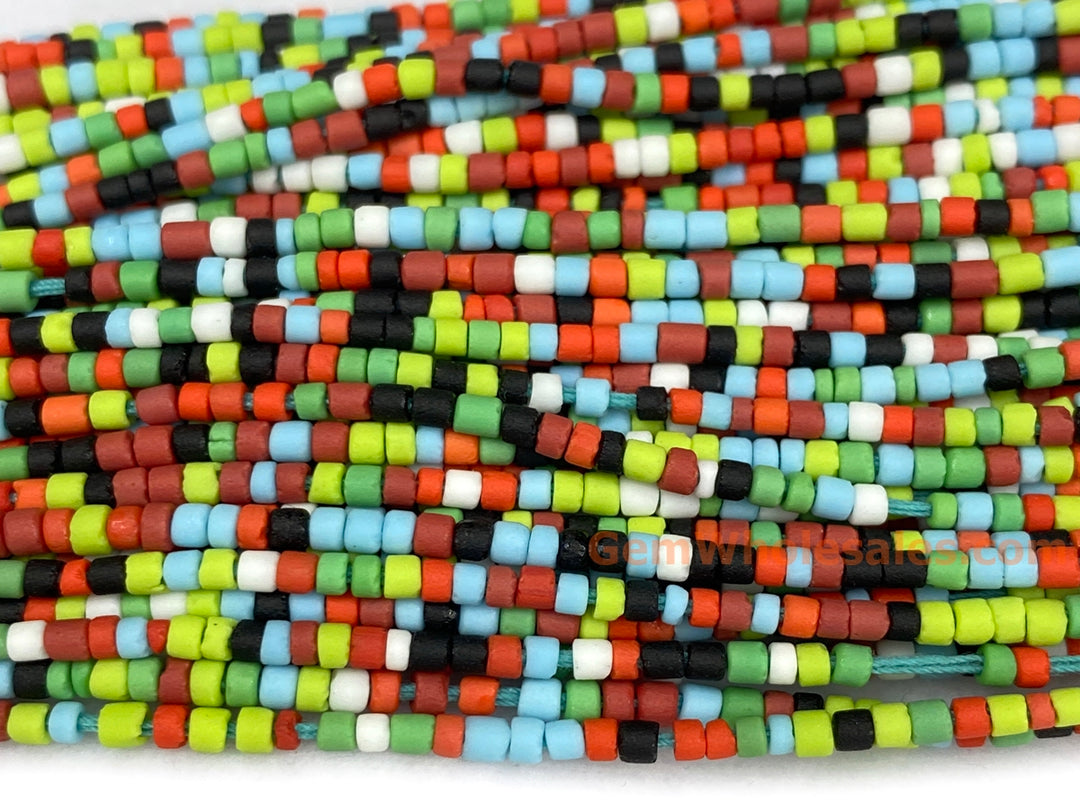 15" 2mm Multicolor Glass Seed Beads, Tiny Spacer heishi Beads, Light