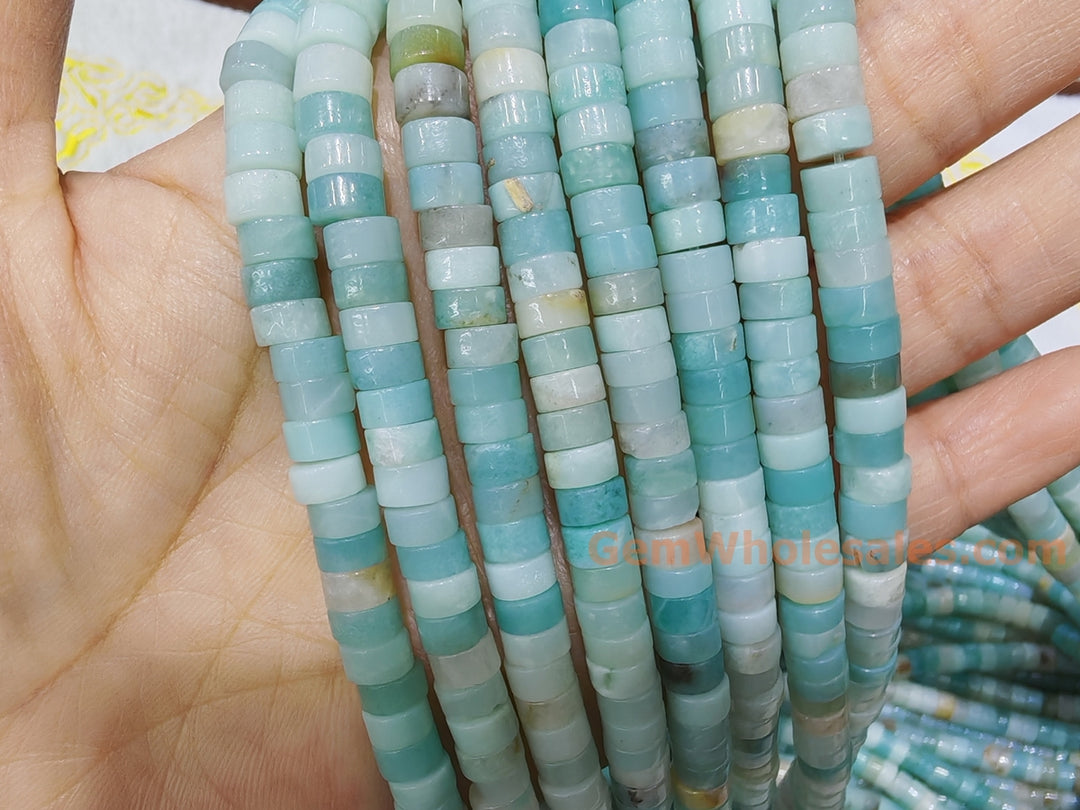 15.5" 3x6mm natural Amazonite stone Heishi Disc jewelry beads