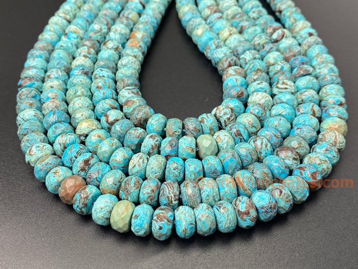 15.5" 5x8mm Turquoise blue Calsilica jasper rondelle faceted gemstone beads