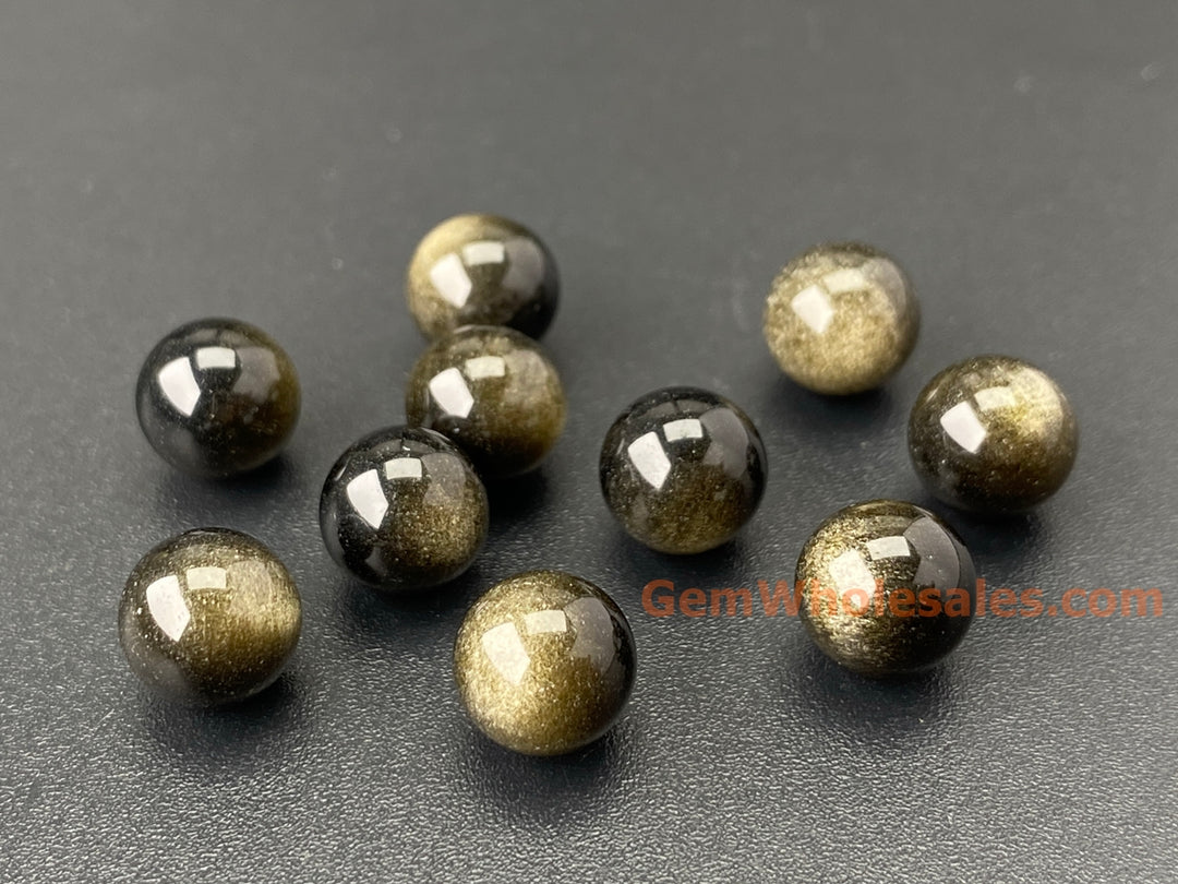 10PCS 8mm natural Golden obsidian undrilled round beads