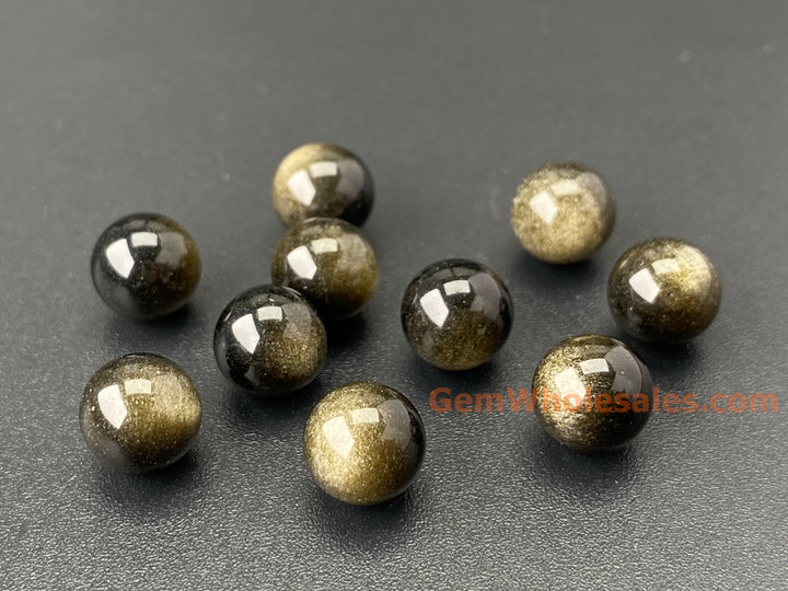 10PCS 8mm natural Golden obsidian undrilled round beads