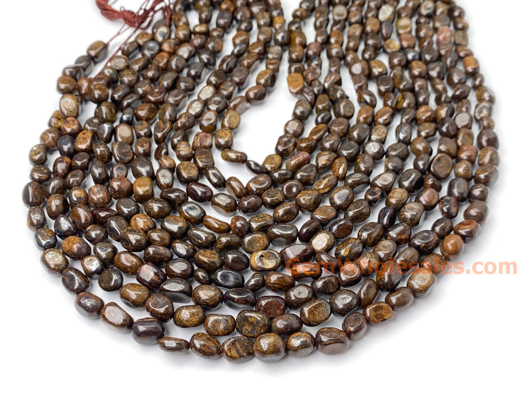 15.5" 6~8mm/8~10mm Natural Bronzite jasper pebbles beads,potato beads