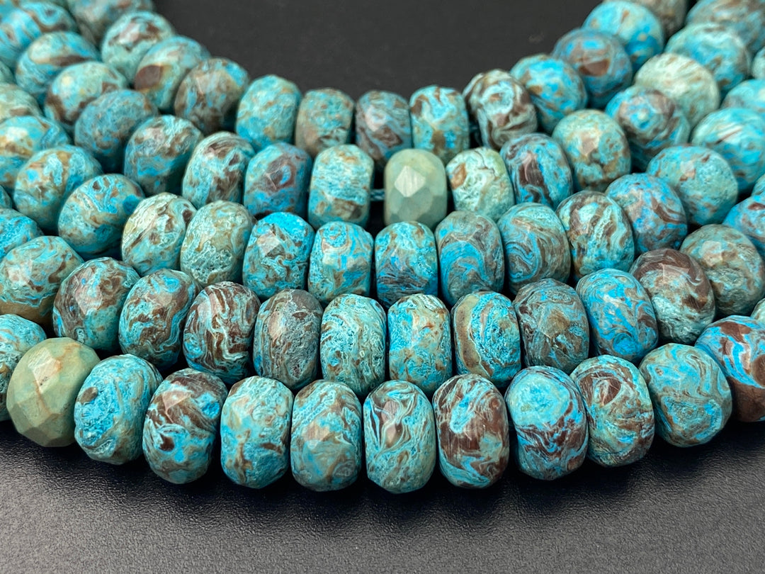  Turquoise blue Calsilica jasper rondelle faceted beads
