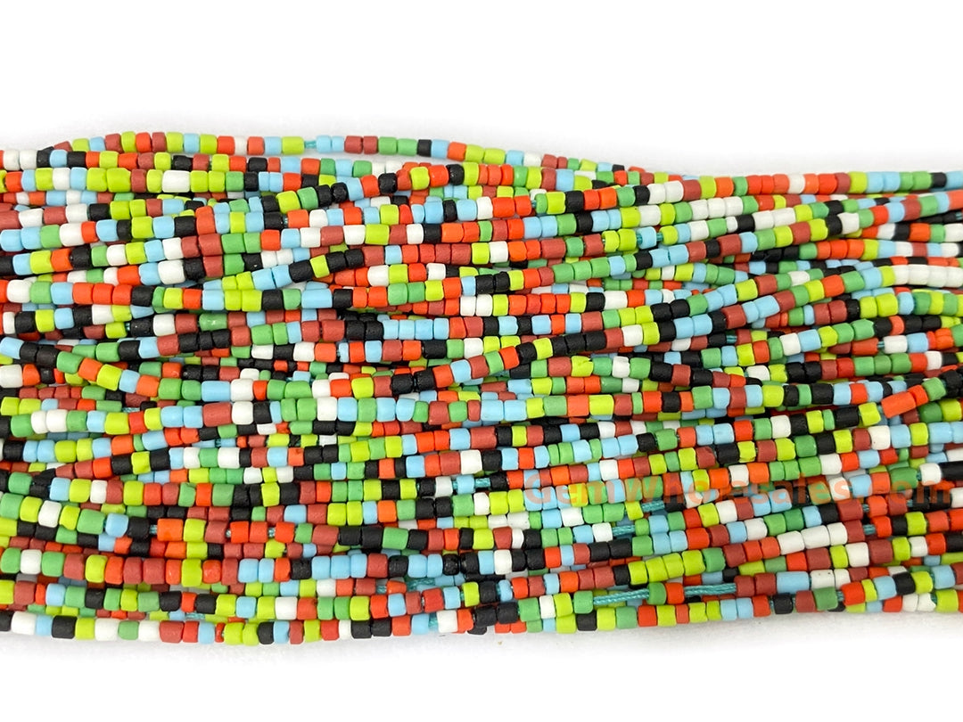 15" 2mm Multicolor Glass Seed Beads, Tiny Spacer heishi Beads, Light