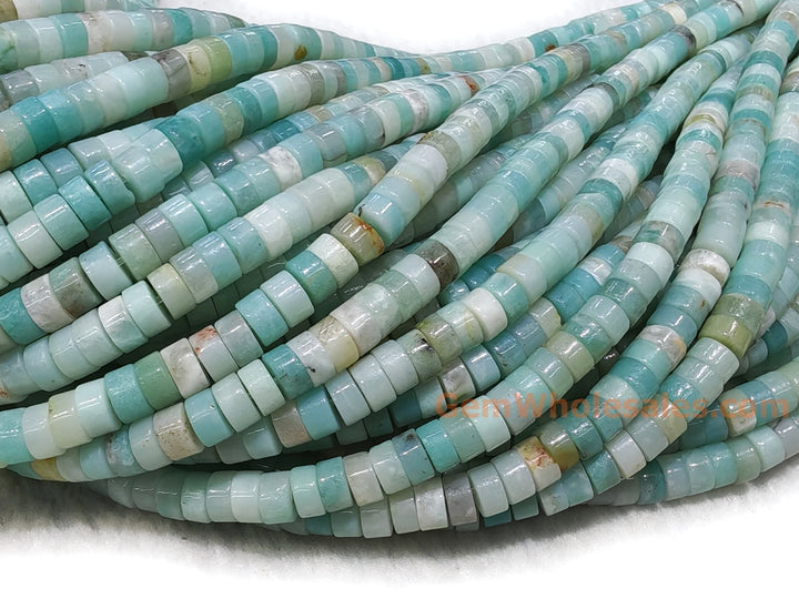 15.5" 3x6mm natural Amazonite stone Heishi Disc jewelry beads