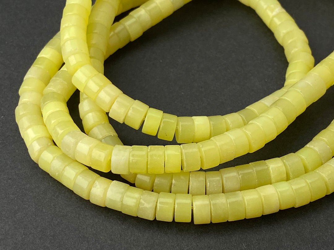 15.5" 3x6mm yellow green olive jade/Lemon jade Heishi beads