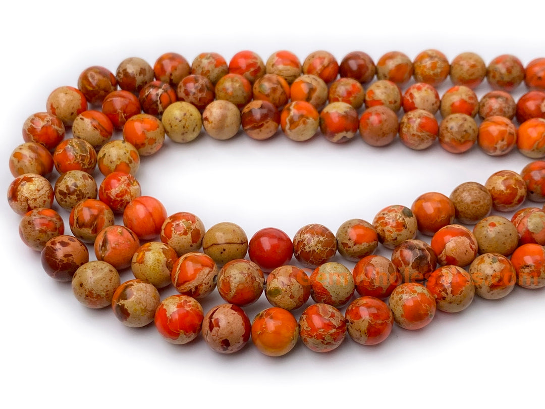 15.5" 8mm/10mm Orange emperor jasper round beads,Sea Sediment, orange Terra Jasper