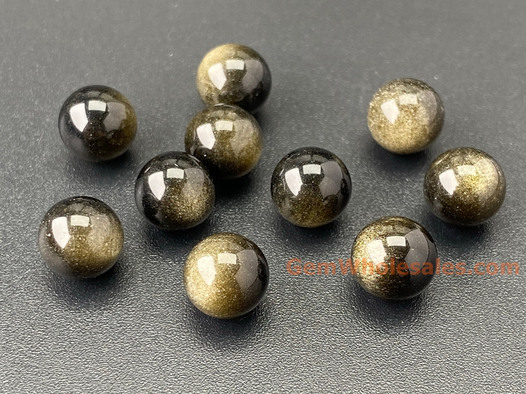 10PCS 8mm natural Golden obsidian undrilled round beads