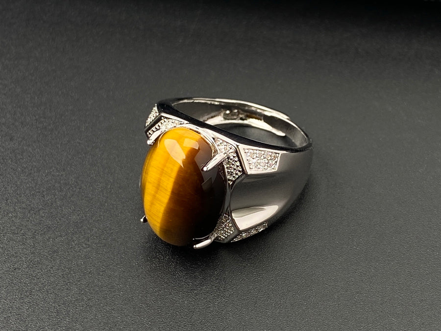 Natural Tiger's Eye adjustable ring for men