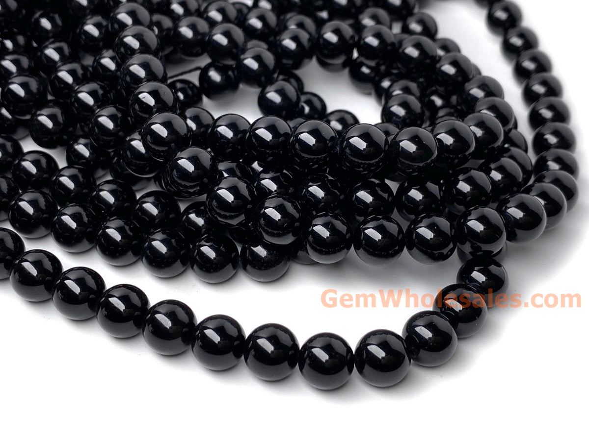 15.5" 4mm natural Black Tourmaline round beads for jewelry making