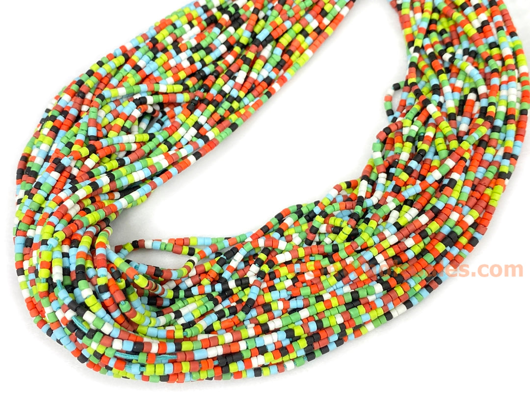 15" 2mm Multicolor Glass Seed Beads, Tiny Spacer heishi Beads, Light