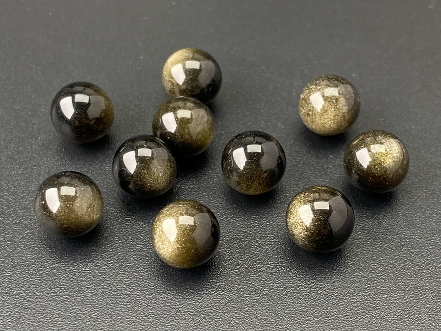 10PCS 8mm natural Golden obsidian undrilled round beads
