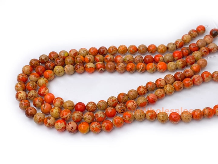 15.5" 8mm/10mm Orange emperor jasper round beads,Sea Sediment, orange Terra Jasper