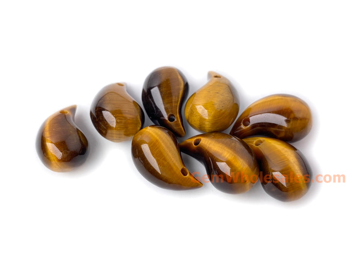 2PCS 11x19mm Yellow tiger eye stone teardrop beads/pendant