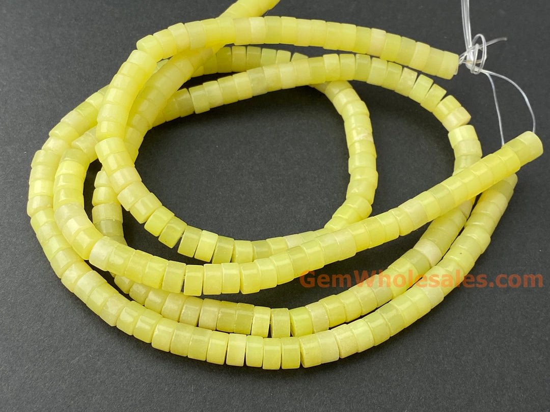 15.5" 3x6mm yellow green olive jade/Lemon jade Heishi beads