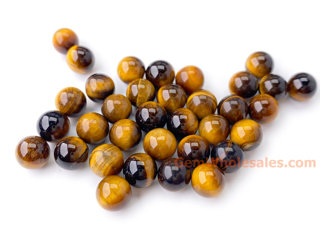 10PCS 8mm Natural yellow tiger eye undrilled round stone beads
