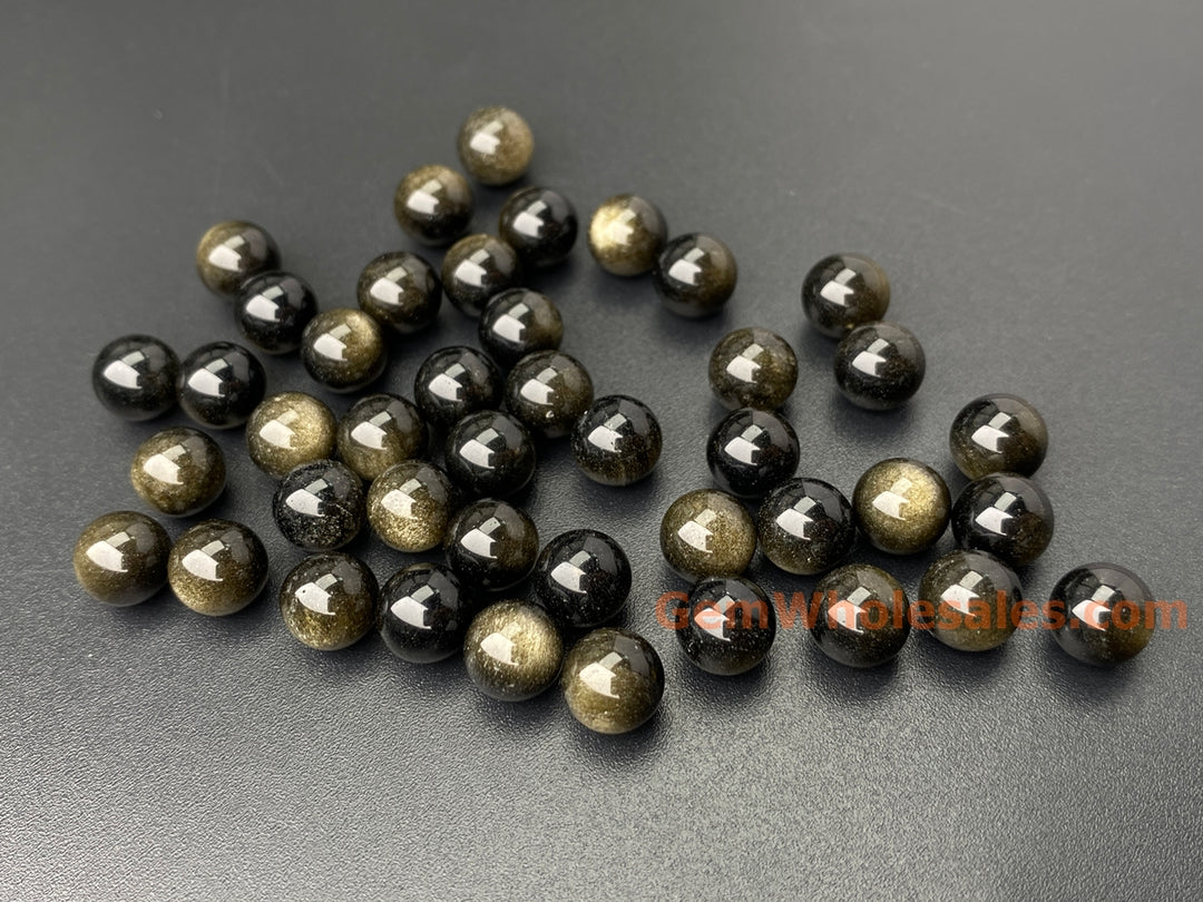 10PCS 8mm natural Golden obsidian undrilled round beads