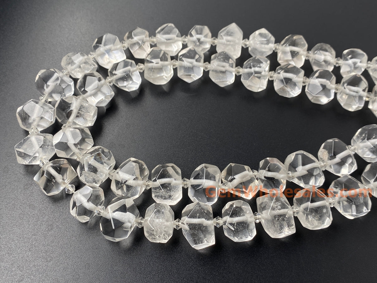 15.5" 15~20mm Natural Rock Quartz faceted nugget pendant beads