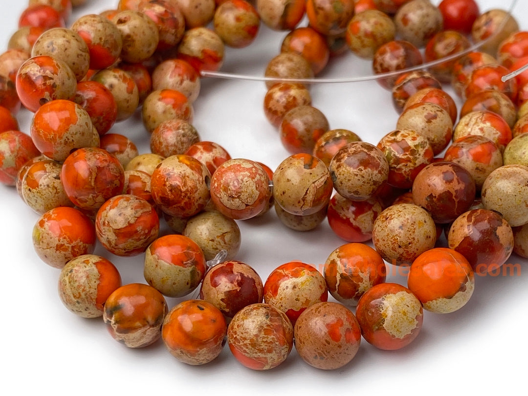 15.5" 8mm/10mm Orange emperor jasper round beads,Sea Sediment, orange Terra Jasper