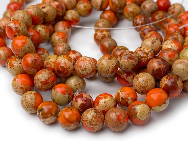 15.5" 8mm/10mm Orange emperor jasper round beads,Sea Sediment, orange Terra Jasper