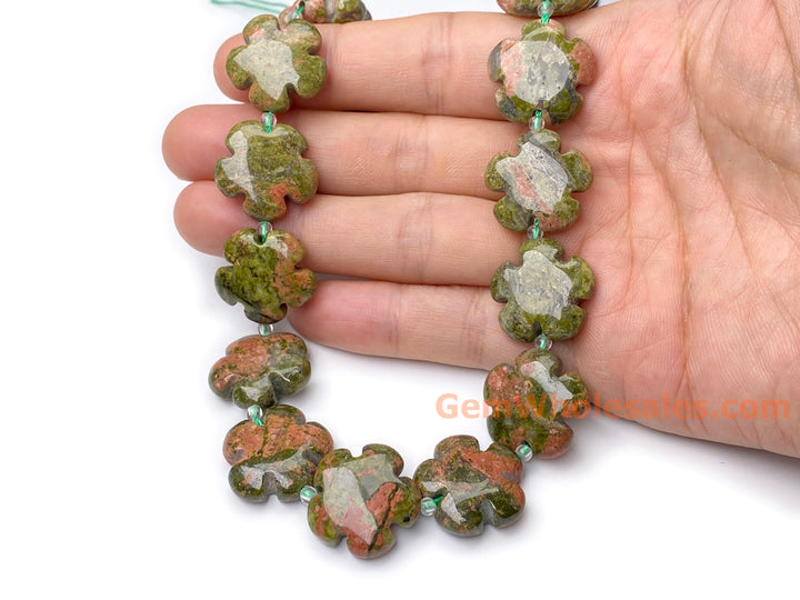 15.5" 15mm/20mm natural Unakite stone flower beads