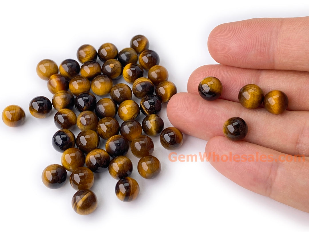 10PCS 8mm Natural yellow tiger eye undrilled round stone beads