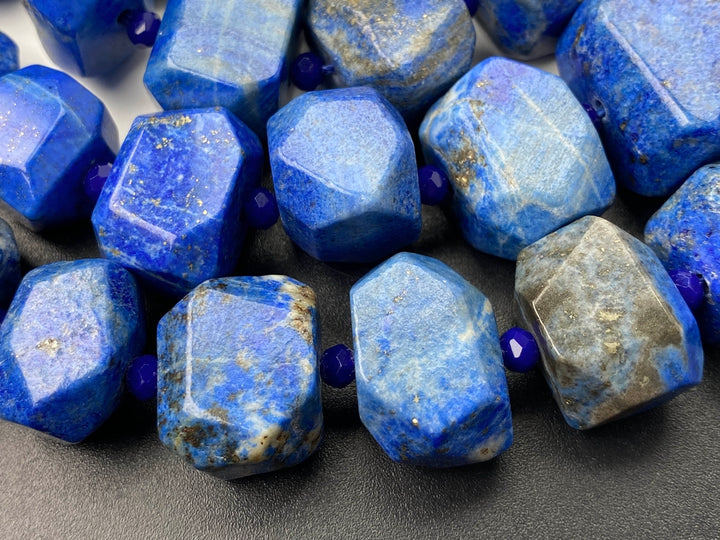 15.5" 15~20mm Natural lapis lazuli faceted nugget pendant beads
