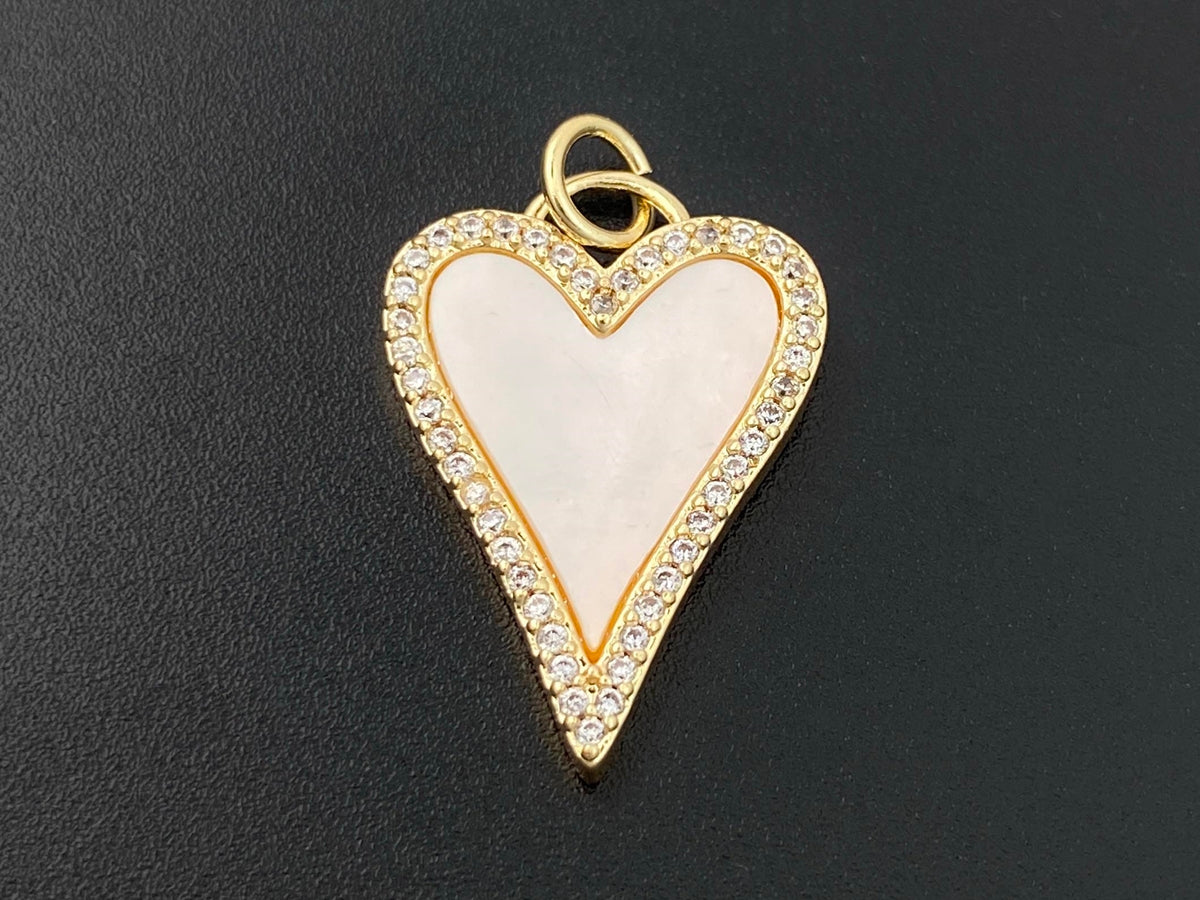 2PCS 15x21mm light pink shell heart charms pendant gold plated brass