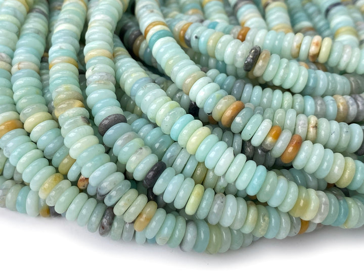 15.25" 2x6mm Natural Amazonite stone rondelle heishi spacer beads A