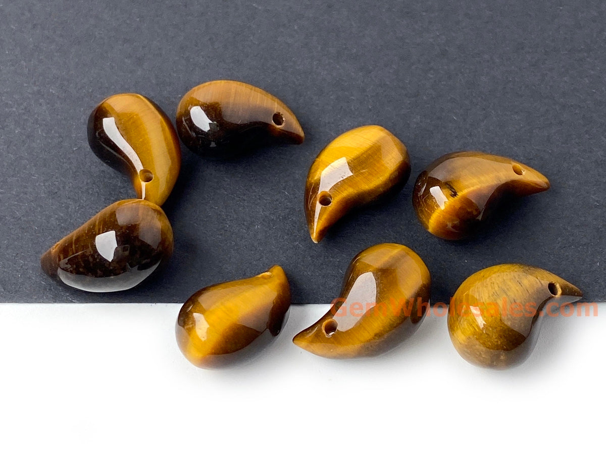 2PCS 11x19mm Yellow tiger eye stone teardrop beads/pendant