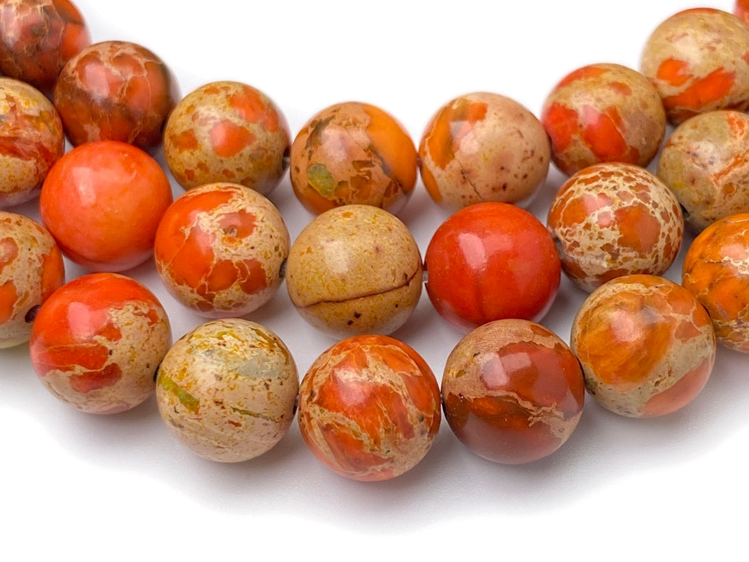15.5" 8mm/10mm Orange emperor jasper round beads,Sea Sediment, orange Terra Jasper