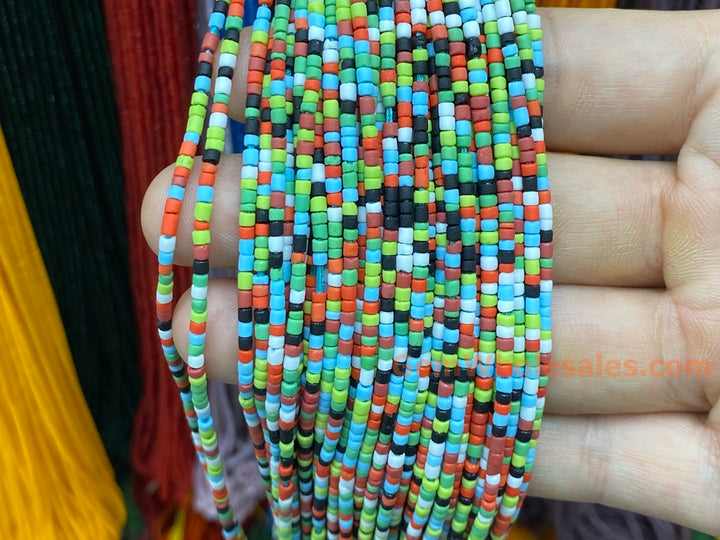 15" 2mm Multicolor Glass Seed Beads, Tiny Spacer heishi Beads, Light
